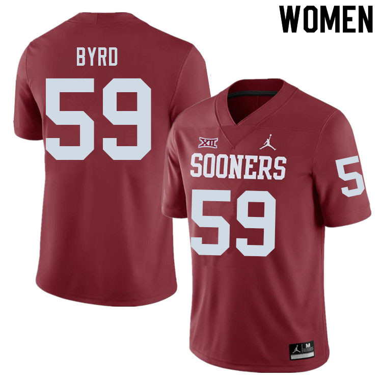 Women #59 Savion Byrd Oklahoma Sooners College Football Jerseys Sale-Crimson